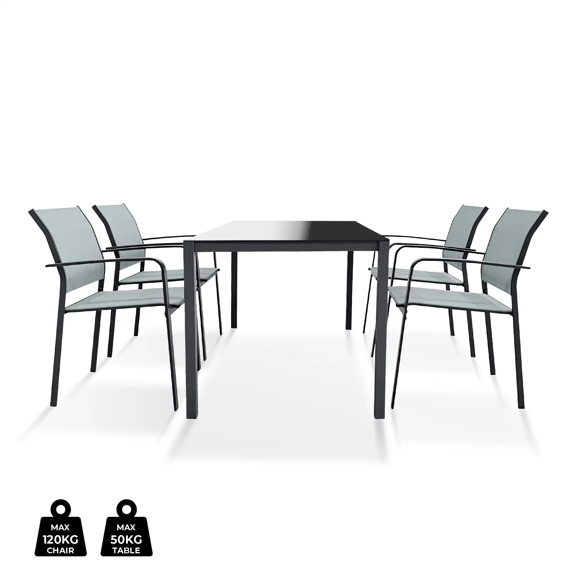 Akpala - Set da giardino con tavolo e 4 sedie grigio chiaro - Image 9