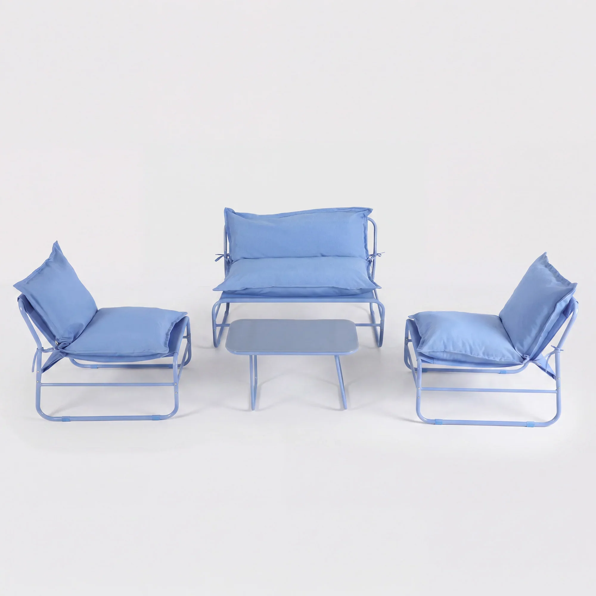 Avoren - Set Salotto da giardino 4 posti con sofa blu - Image 3