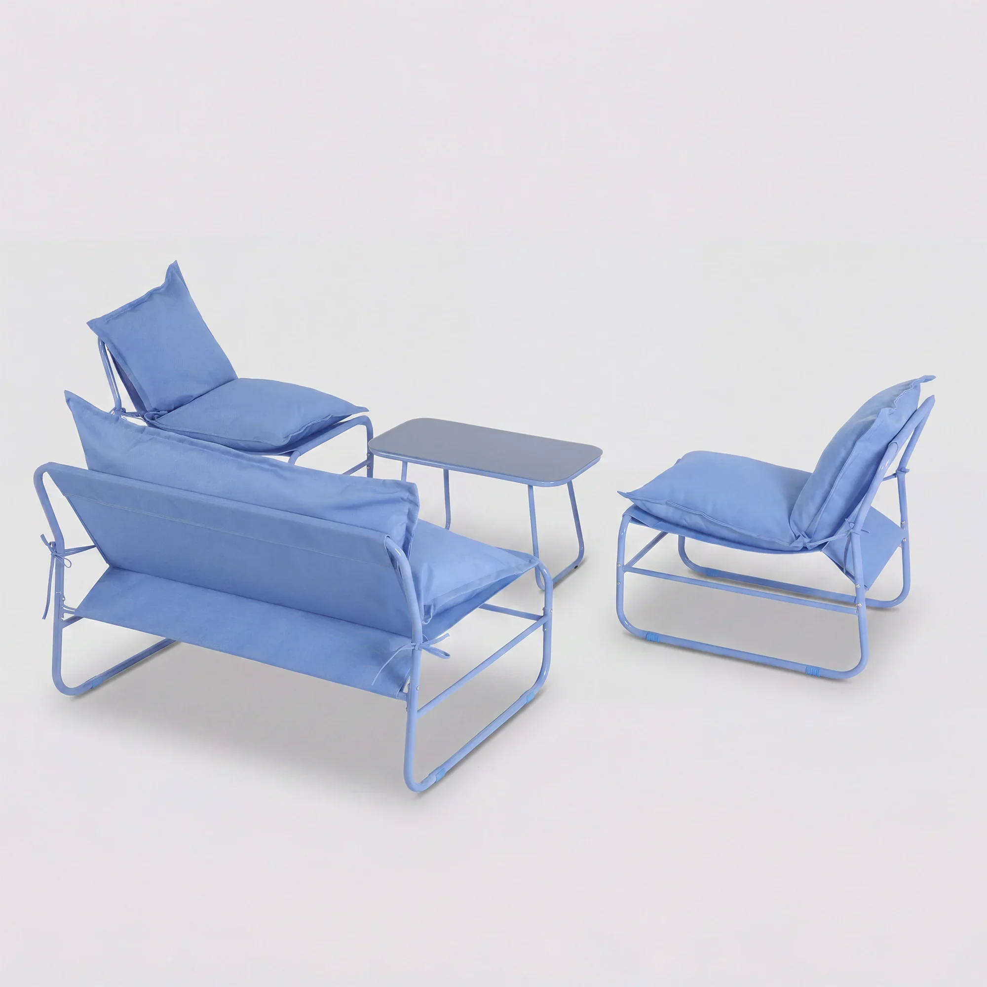 Avoren - Set Salotto da giardino 4 posti con sofa blu - Image 4