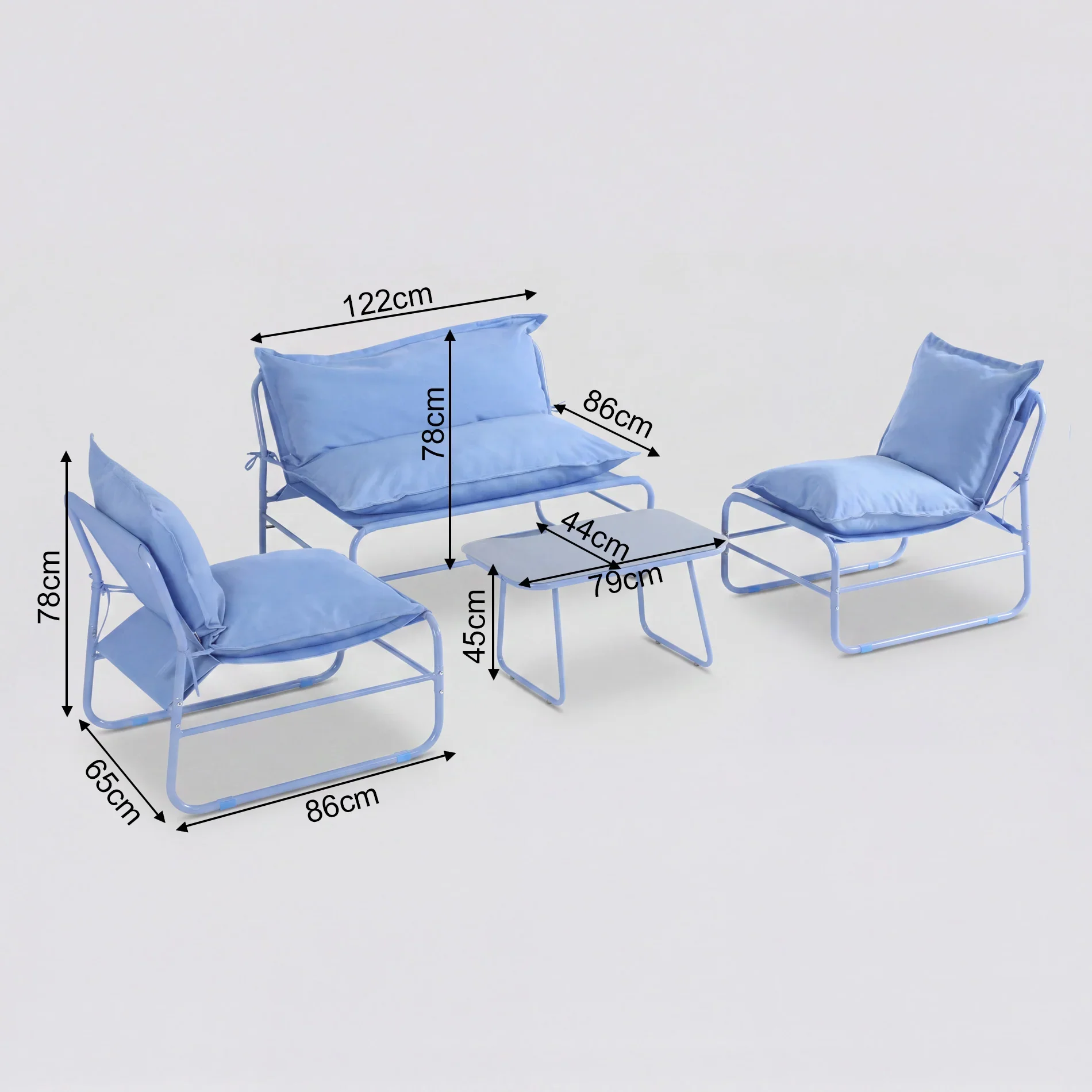 Avoren - Set Salotto da giardino 4 posti con sofa blu - Image 9