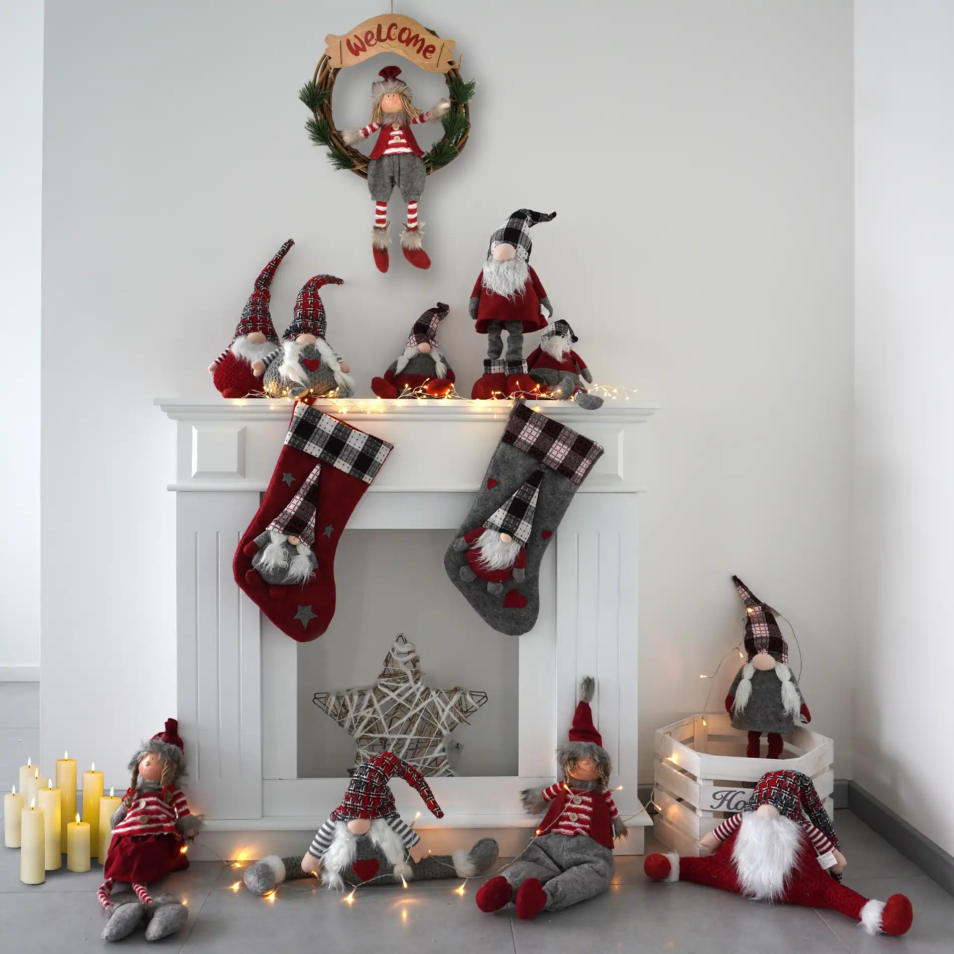 Babbo Natale fermaporta decorativo bianco e rosso - Image 2
