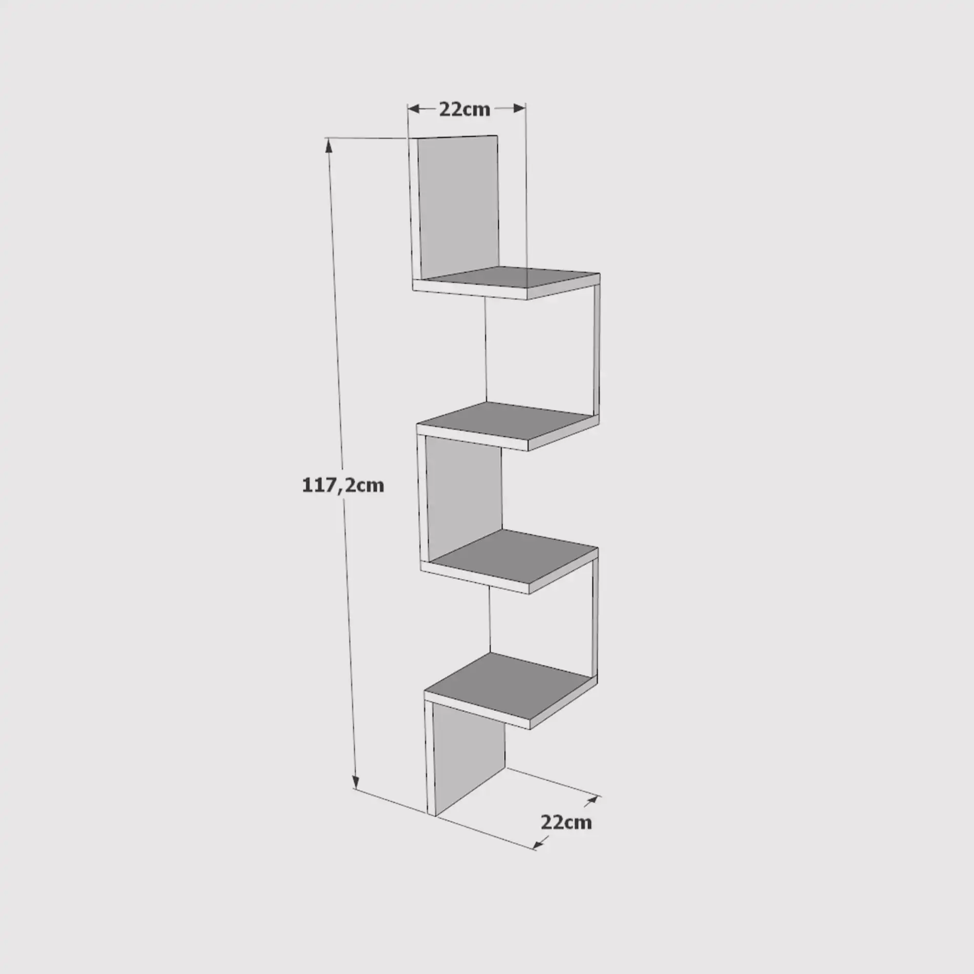 Balang - Scaffale ad angolo moderno da appendere con 4 ripiani - Image 3