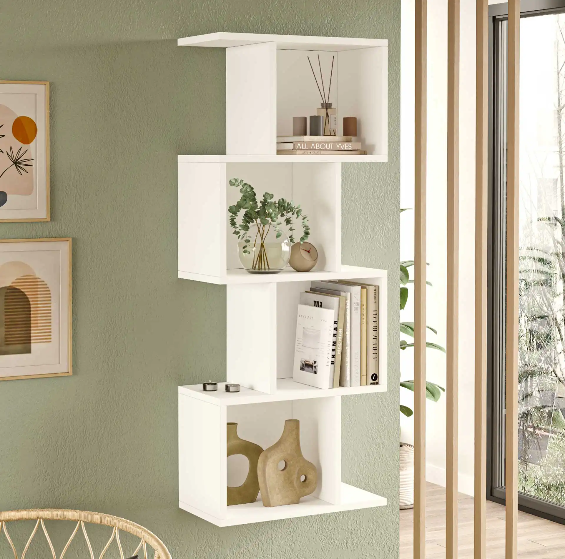 Balay - Libreria bianca da parete moderna con 4 vani - Image 3
