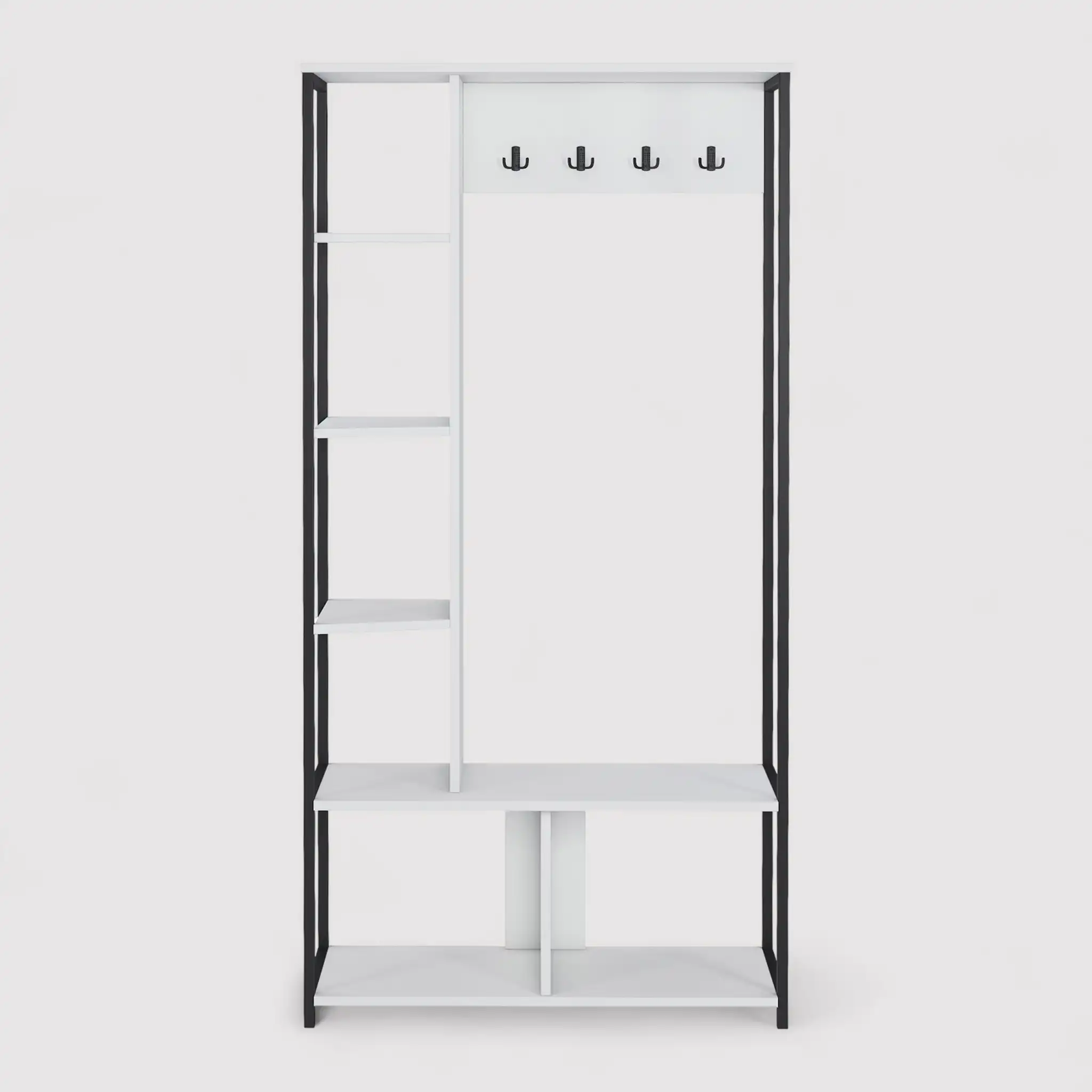 Caigua - Mobile appendiabiti da ingresso bianco con 5 ripiani - Image 3