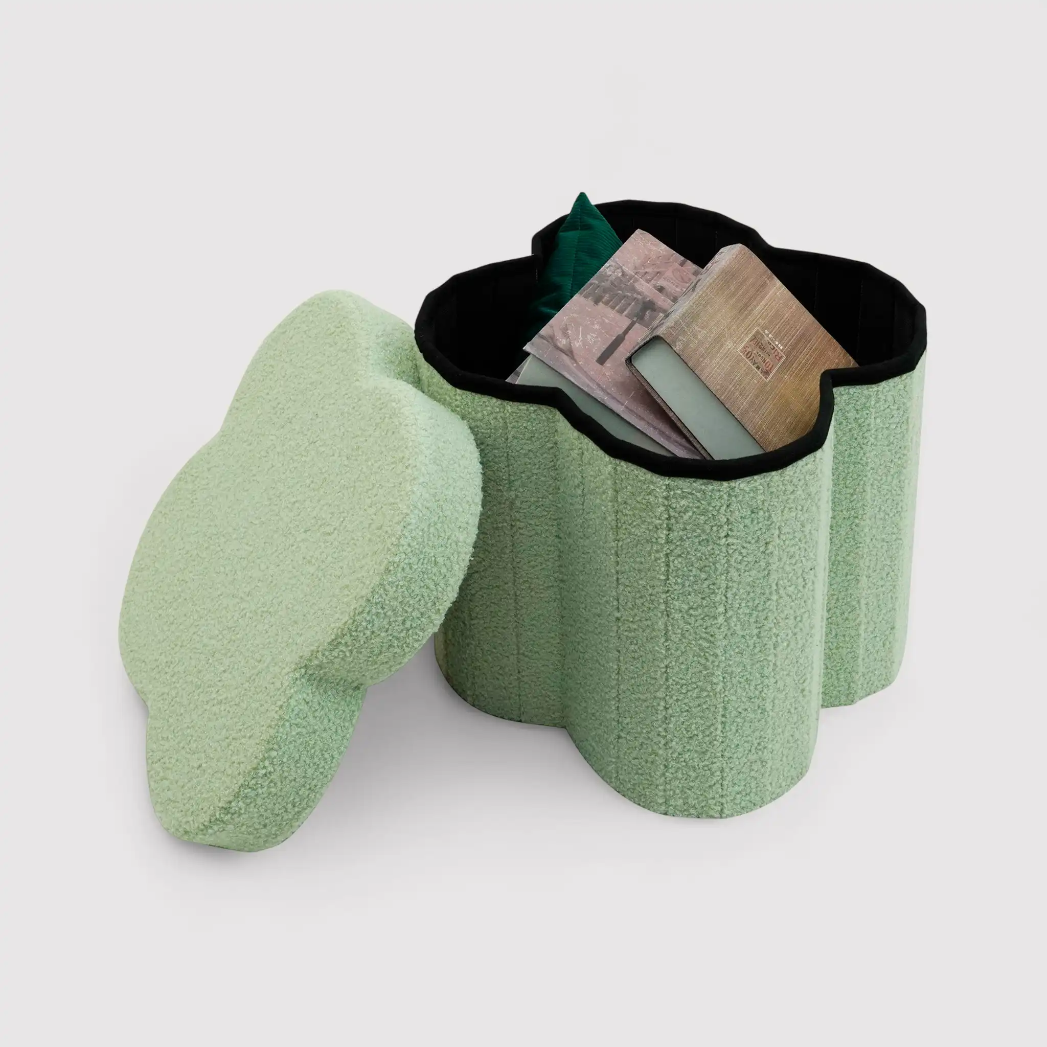 Carob - Pouf pieghevole contenitore verde a tema nuvola - Image 3