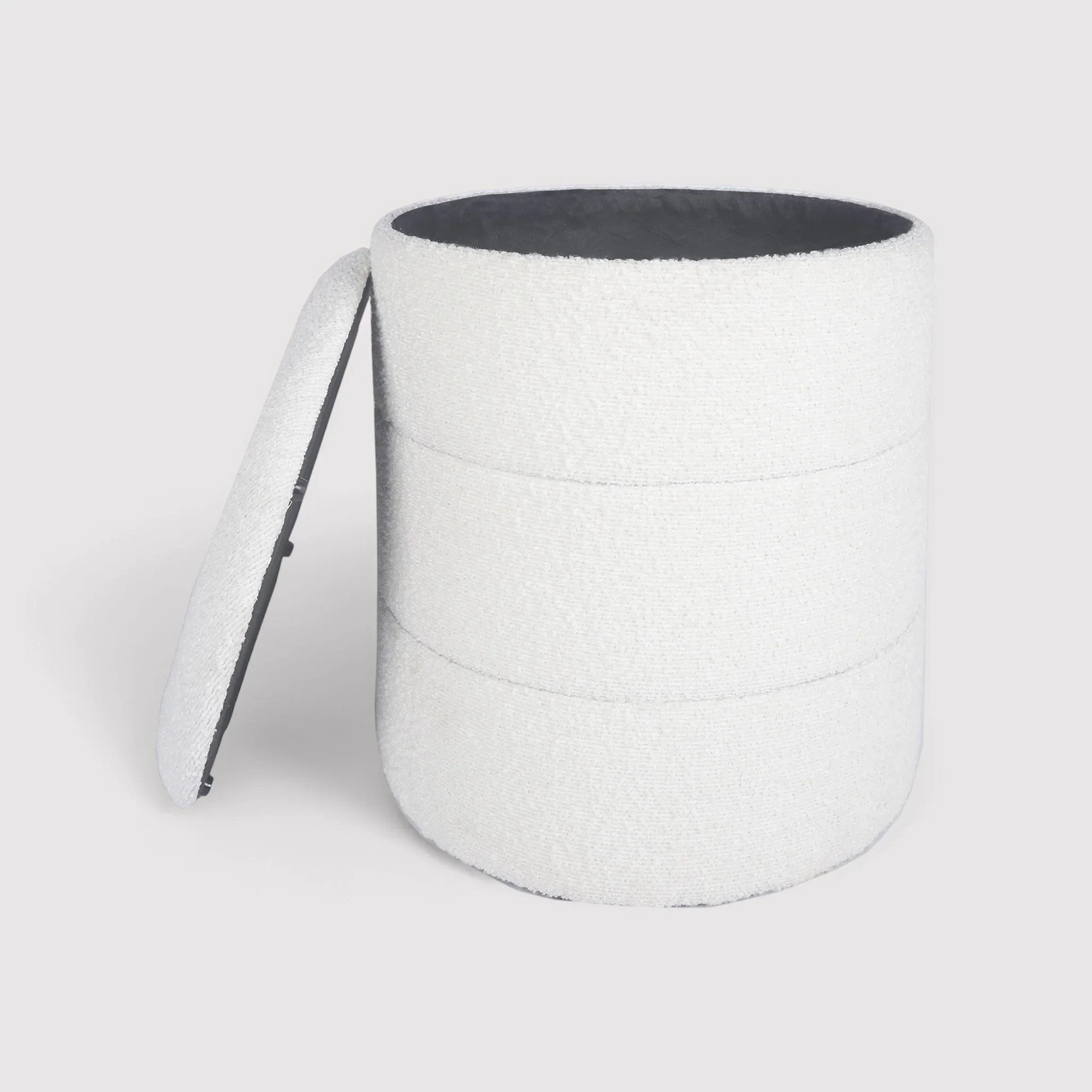 Enula - Pouf bianco rotondo con contenitore - Image 3