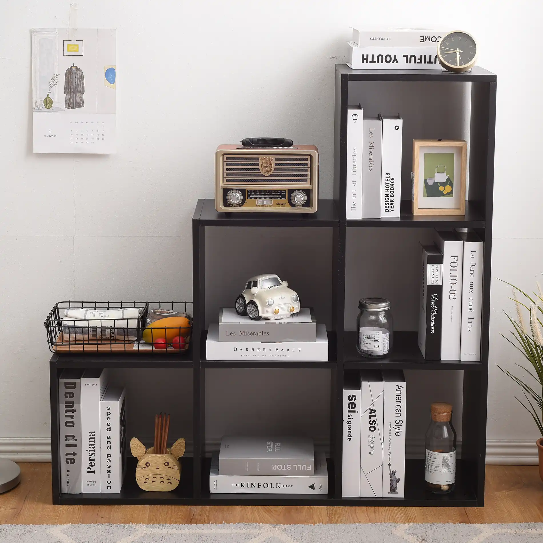 Eucalipto - Libreria nera a scala con 6 vani a cubo - Image 2
