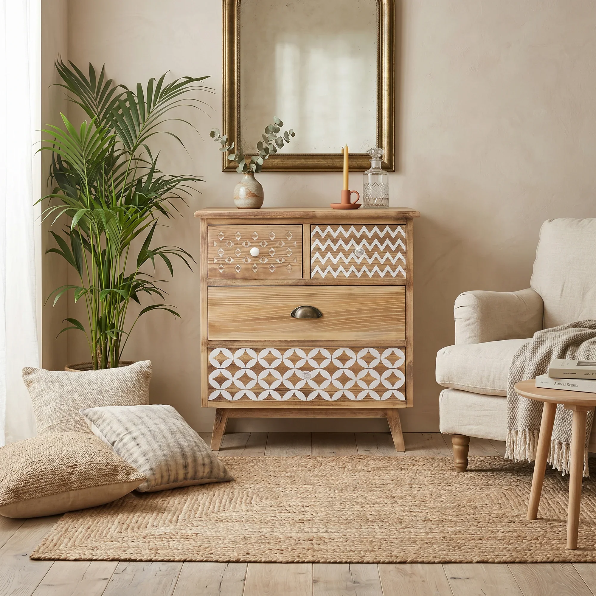 Feijoa - Mobile basso in stile boho chic con 4 cassetti - Image 2