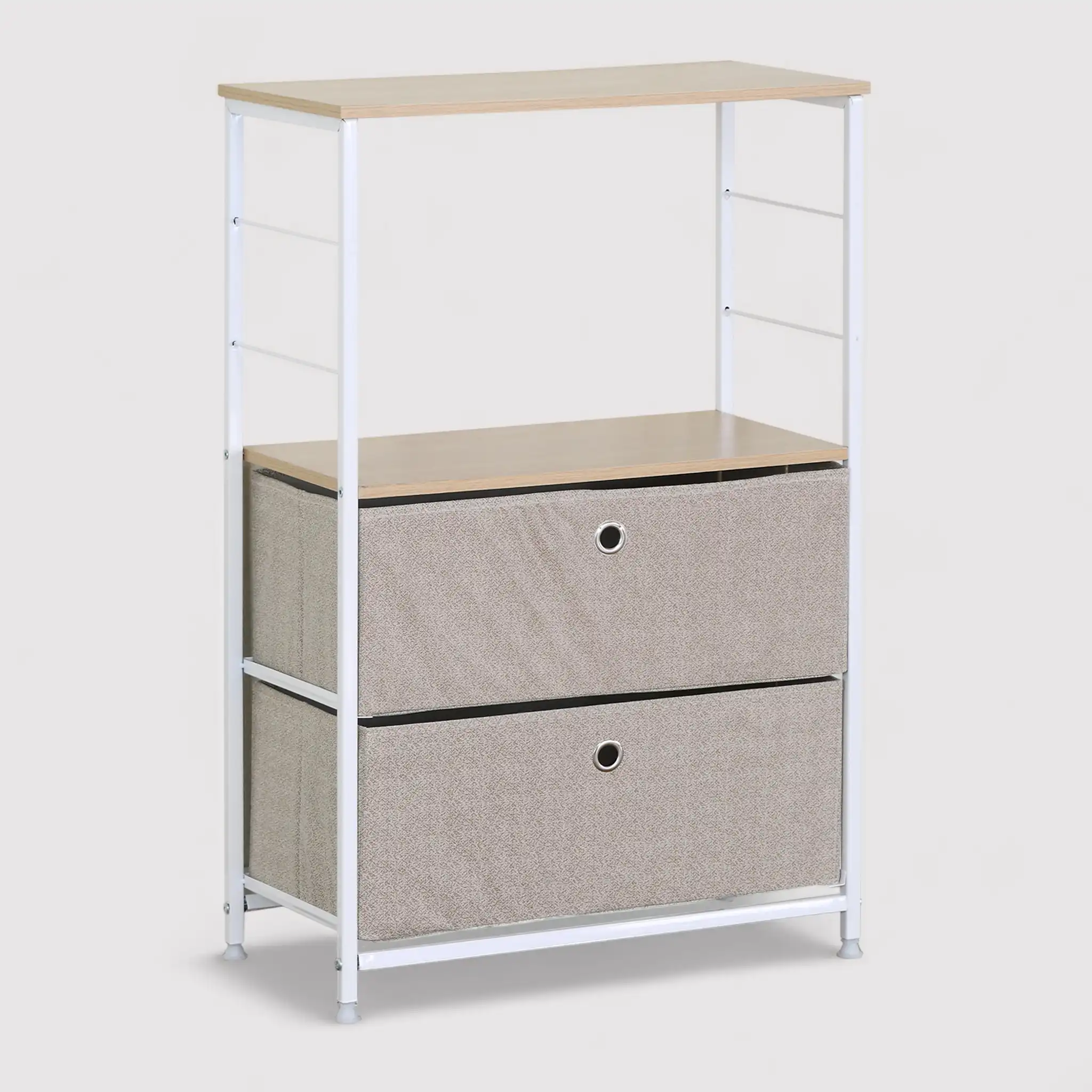 Hatiora - Mobile portaoggetti con 2 cassetti pieghevoli