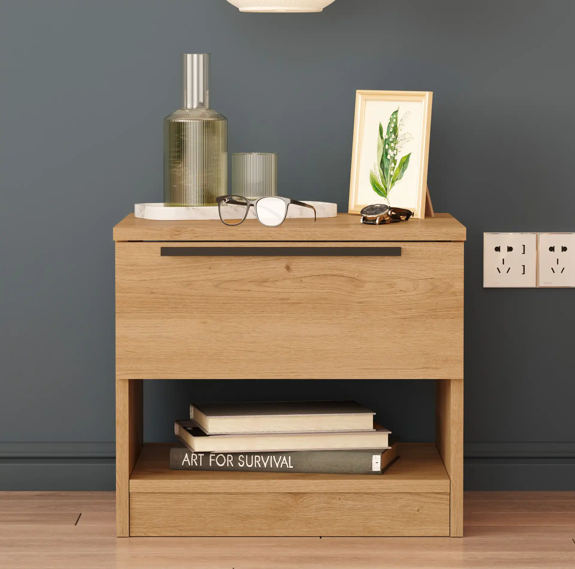 Helba - Comodino basso scandinavo con 1 cassetto - Image 3