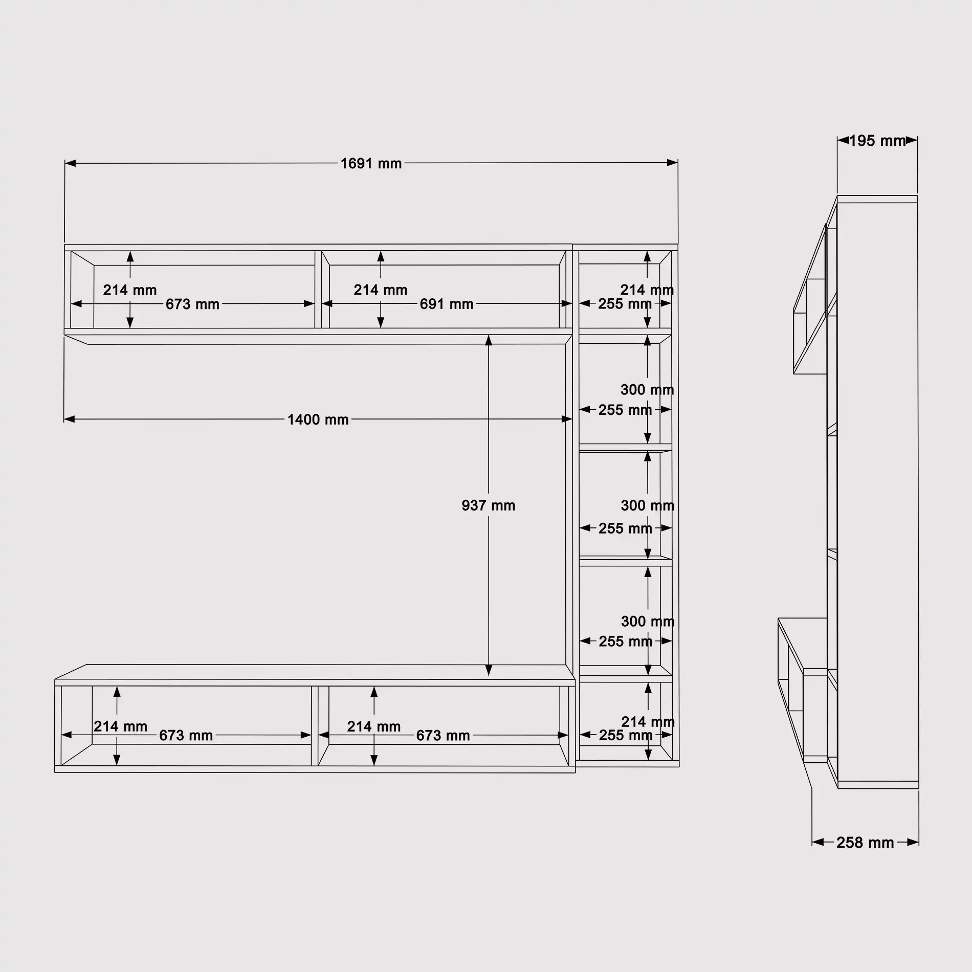 Kadab - Parete attrezzata bianca con 3 mobili modulari - Image 6