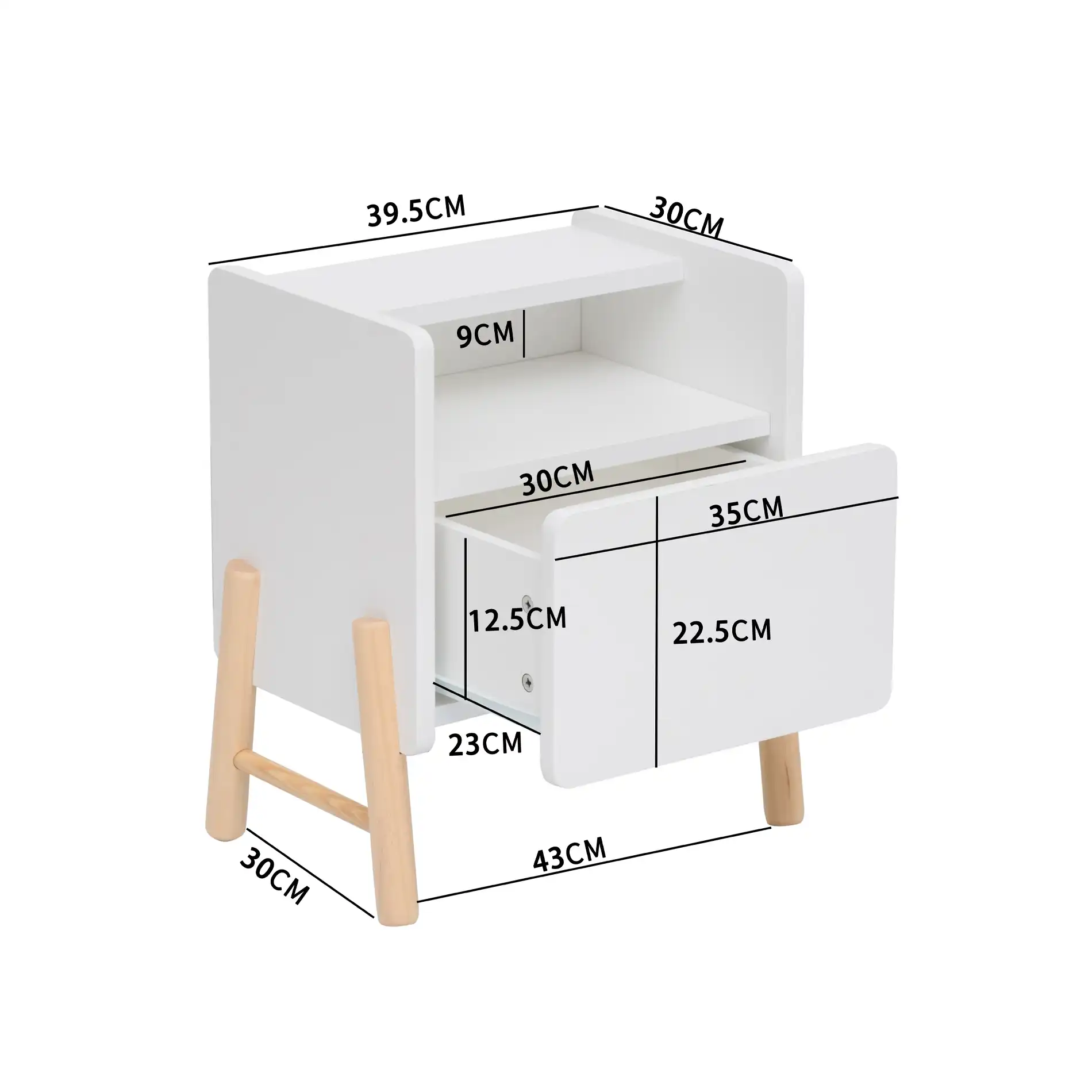 Kelen - Comodino bianco per bambini con 2 ripiani e 1 cassetto - Image 11
