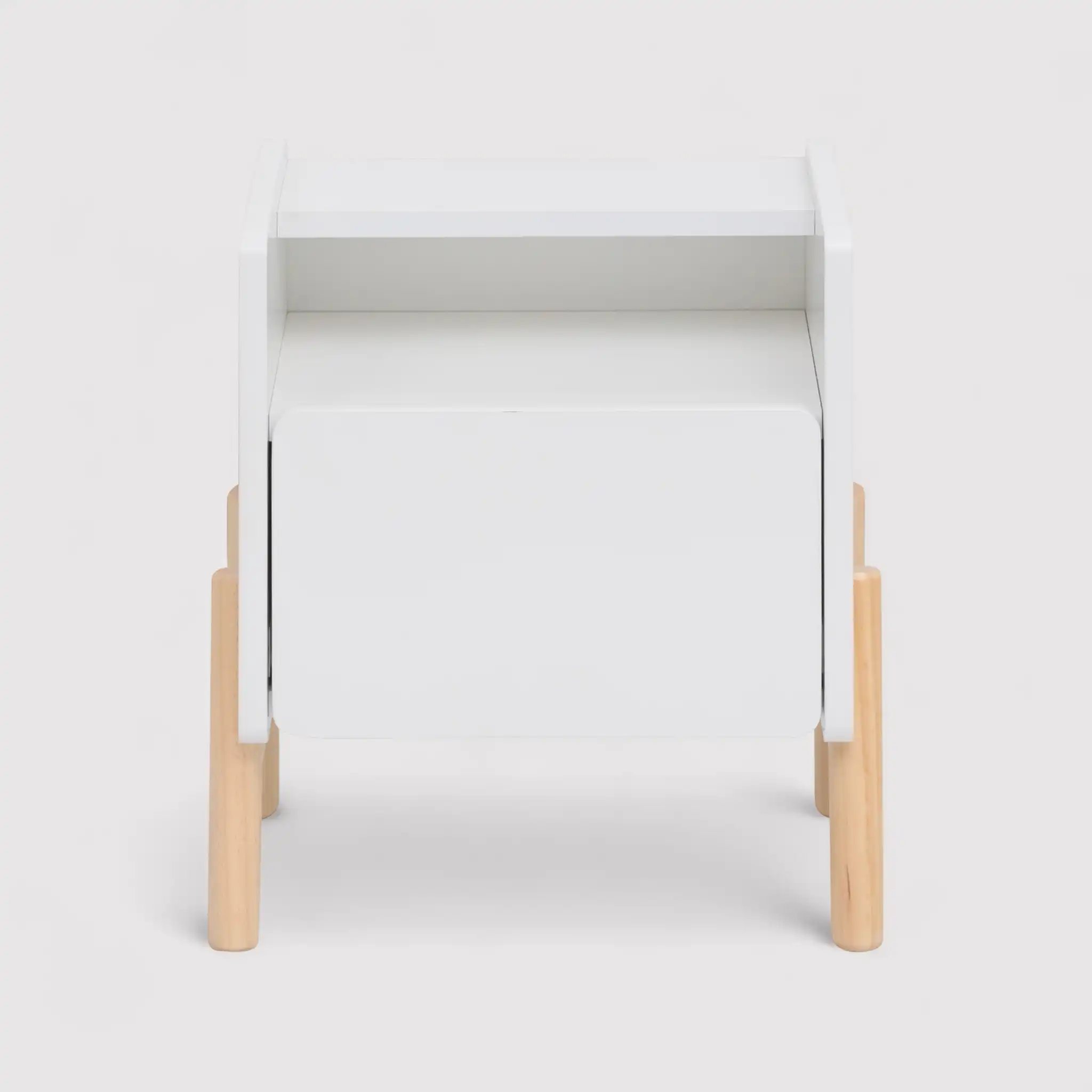 Kelen - Comodino bianco per bambini con 2 ripiani e 1 cassetto - Image 3