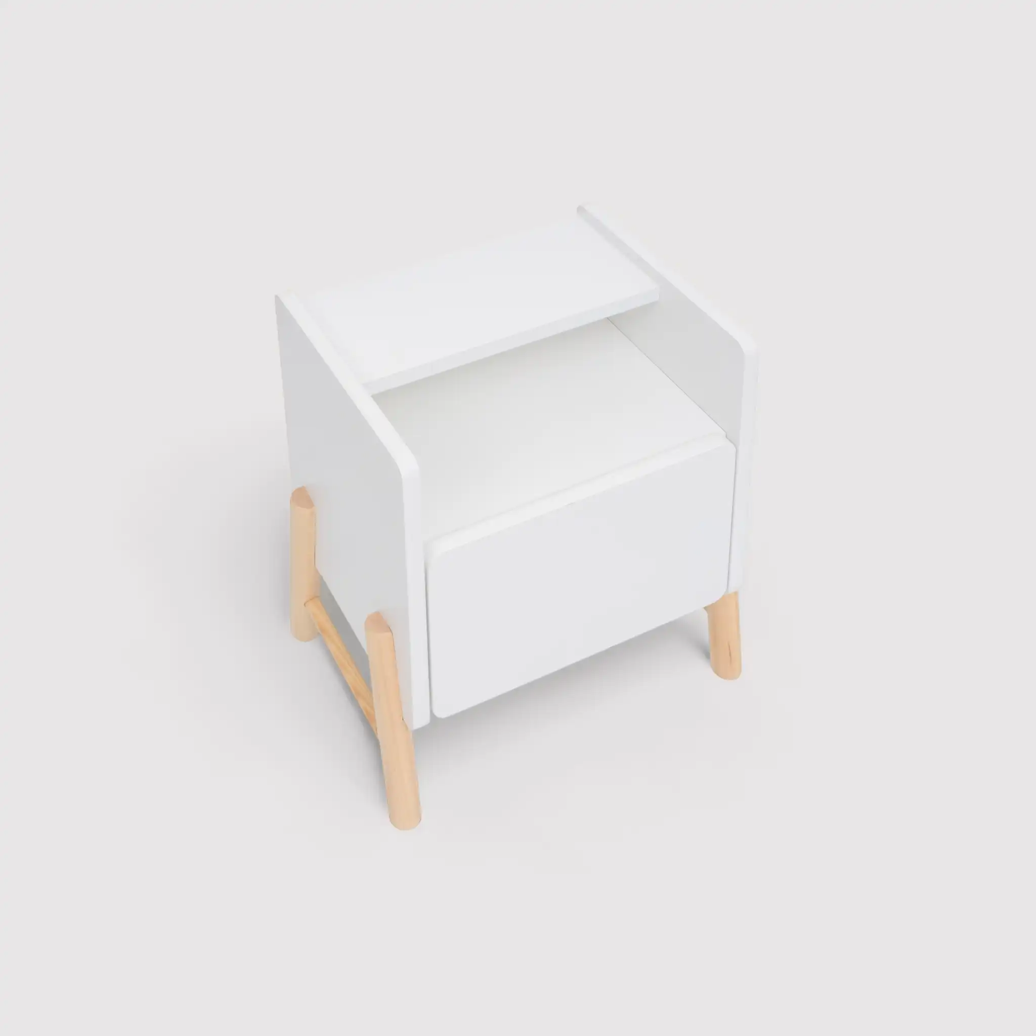 Kelen - Comodino bianco per bambini con 2 ripiani e 1 cassetto - Image 4