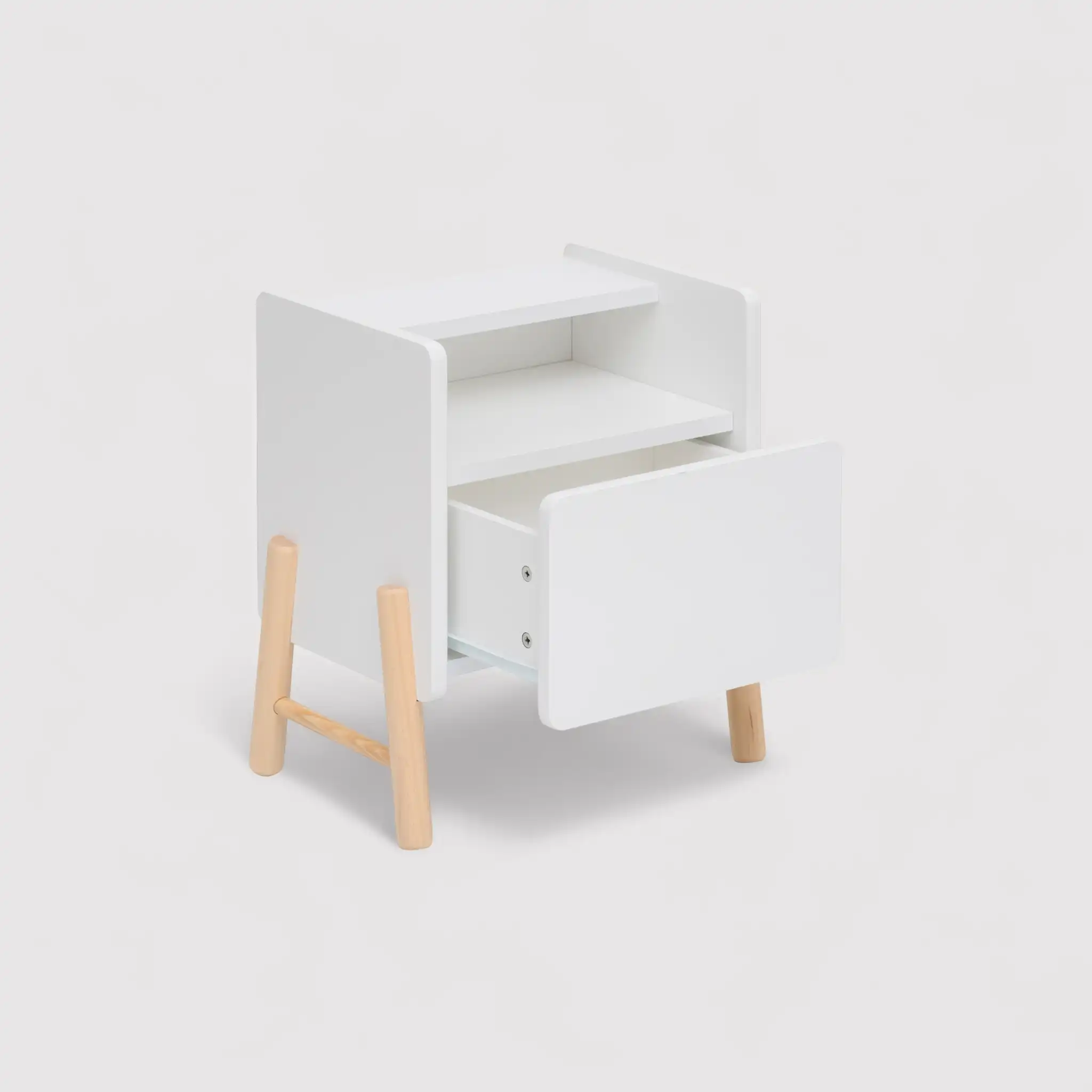 Kelen - Comodino bianco per bambini con 2 ripiani e 1 cassetto - Image 5