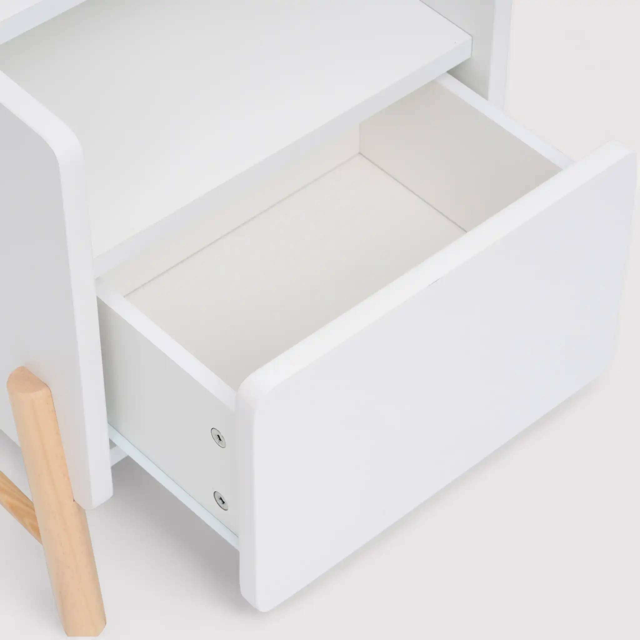 Kelen - Comodino bianco per bambini con 2 ripiani e 1 cassetto - Image 6