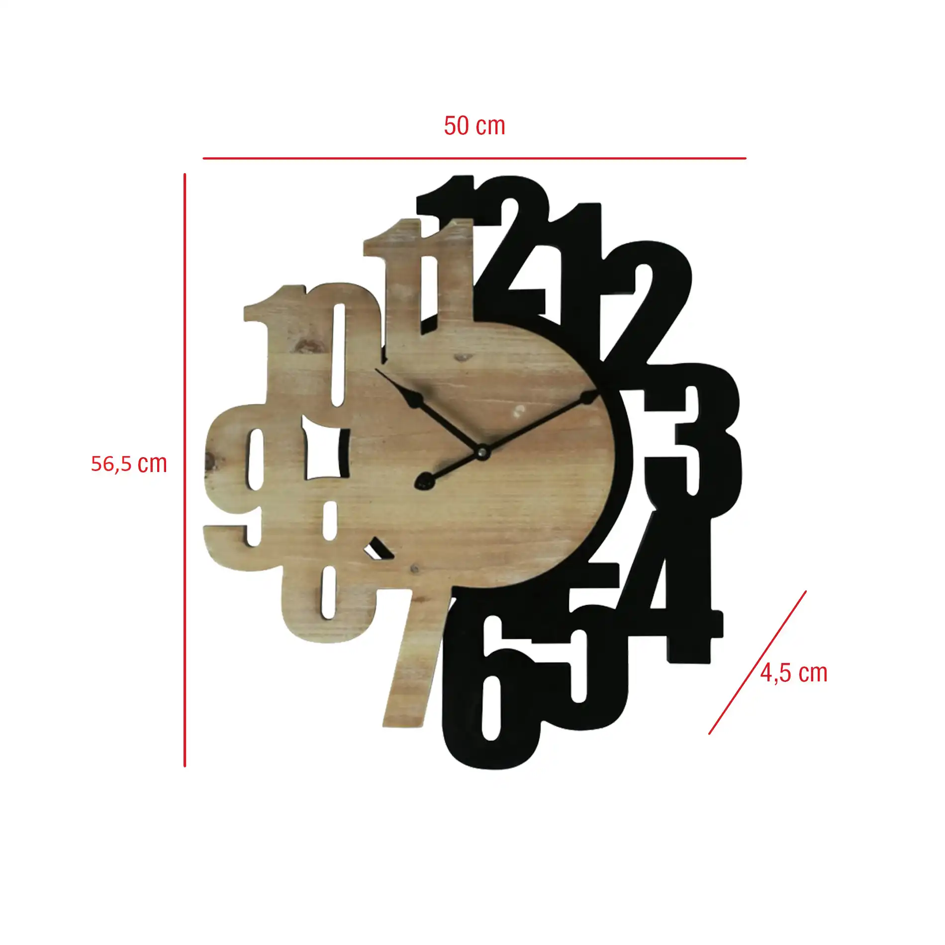 Melia - Orologio da parete con numeri sparsi nero e marrone - Image 6
