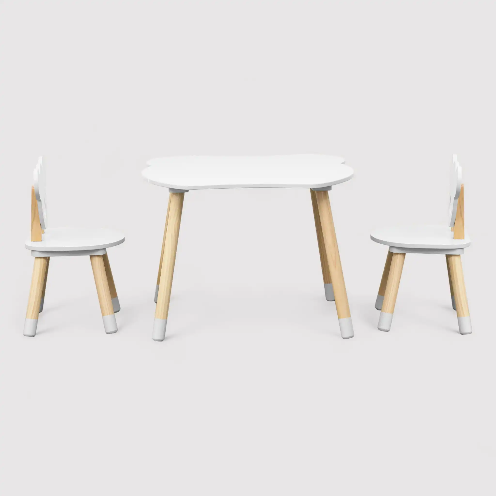 Nefel - Set tavolino per bambini e 2 seggiole bianco e marrone - Image 3