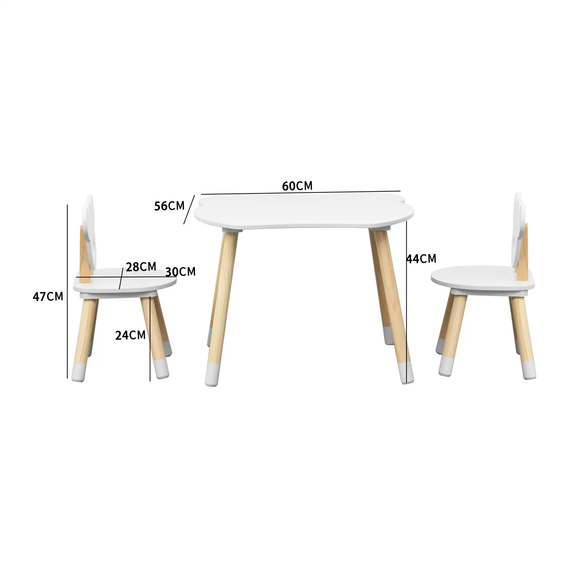 Nefel - Set tavolino per bambini e 2 seggiole bianco e marrone - Image 7