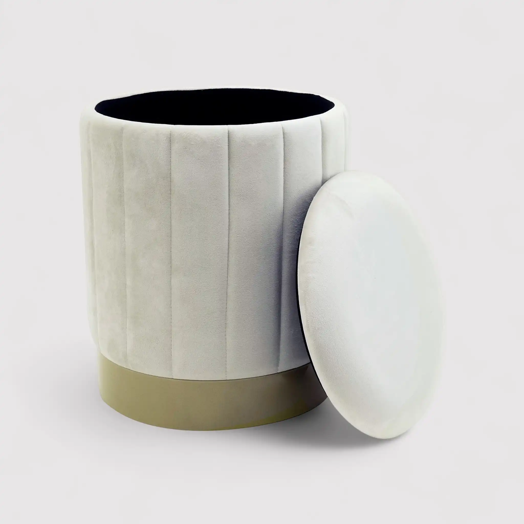 Okome - Set di 2 pouf sgabelli bianchi con contenitore - Image 3