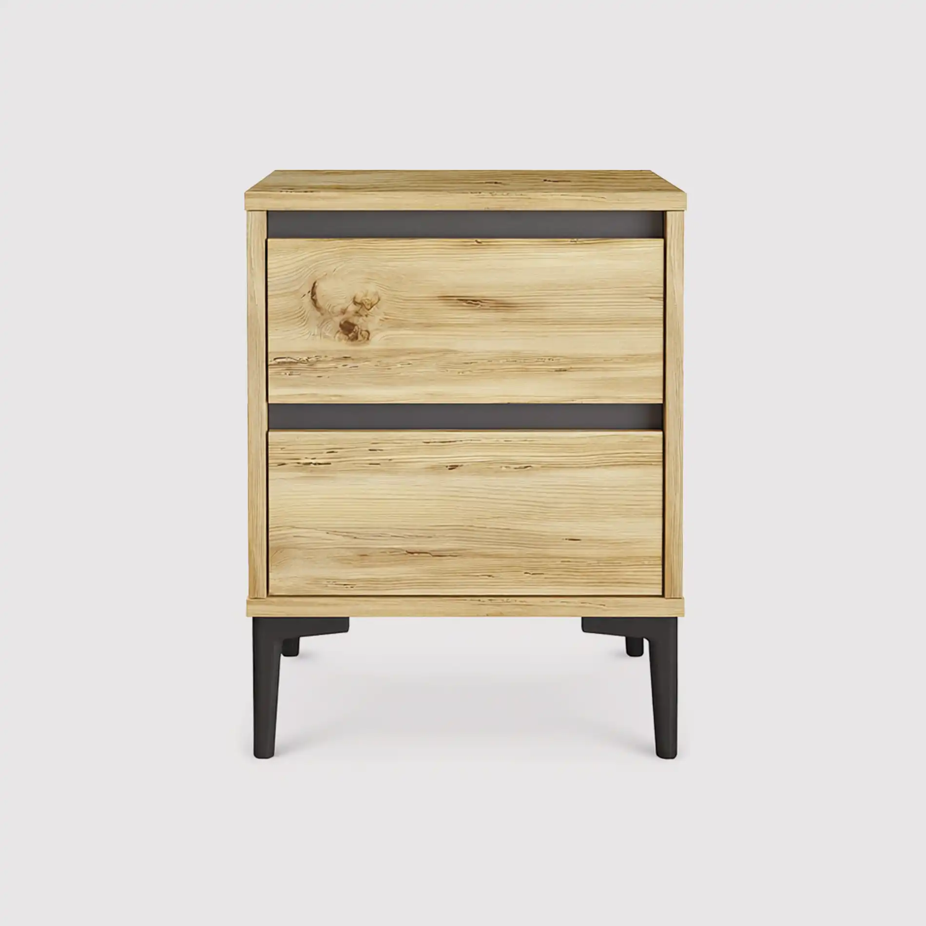 Okwara - Comodino stile scandinavo marrone chiaro con 2 cassetti - Image 4