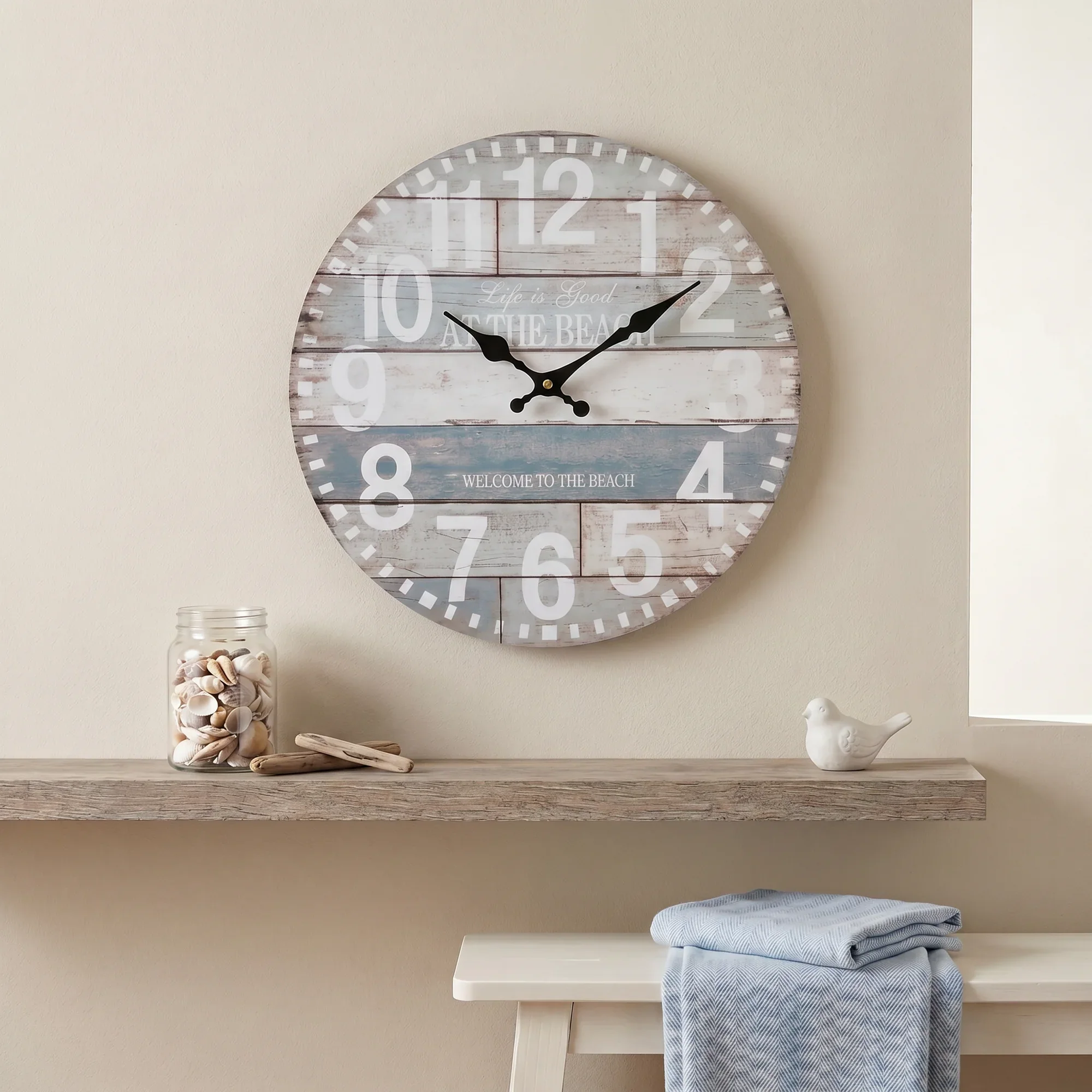 Oleandro - Orologio da parete vintage azzurro e bianco - Image 2