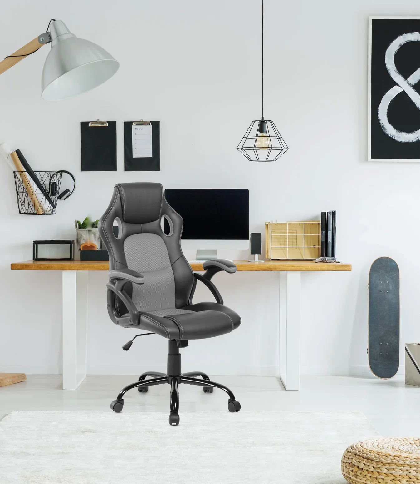 Perganu - Poltrona da ufficio o studio grigia e nera ergonomica - Image 2