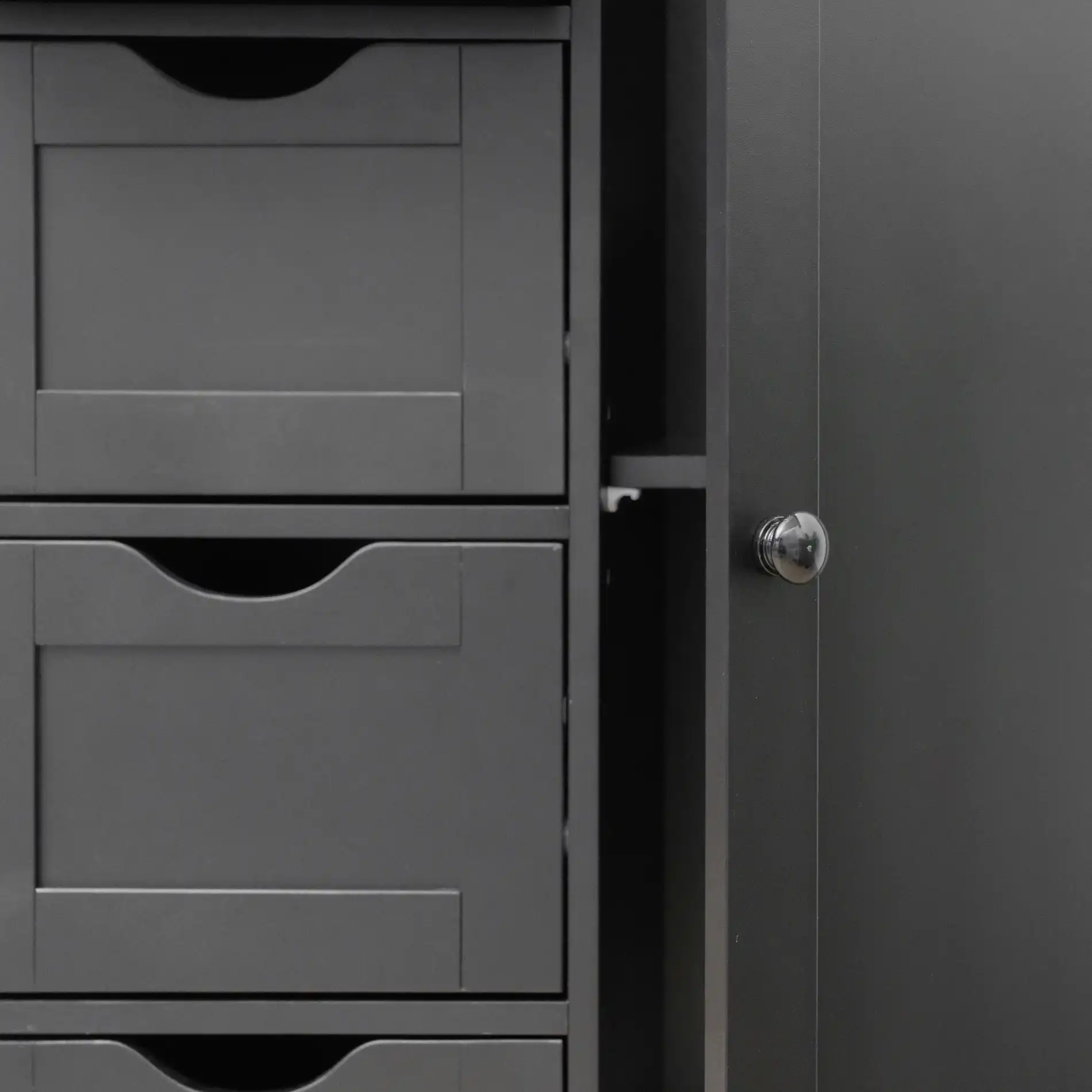 Peroba - Armadietto nero moderno con 1 anta e 4 cassetti - Image 6
