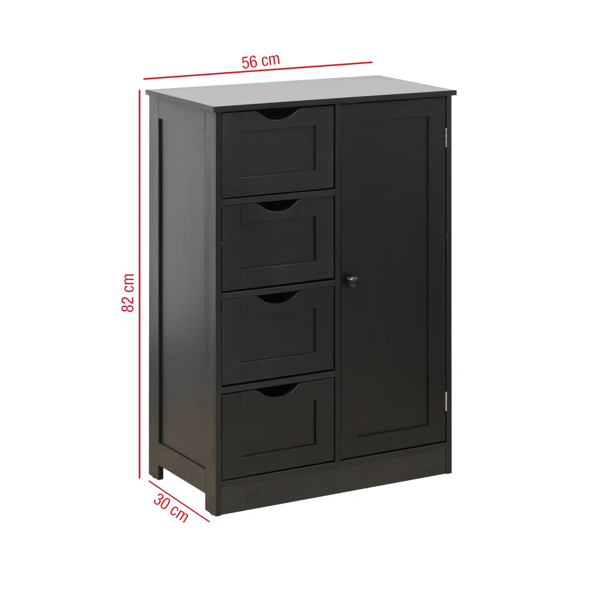 Peroba - Armadietto nero moderno con 1 anta e 4 cassetti - Image 9