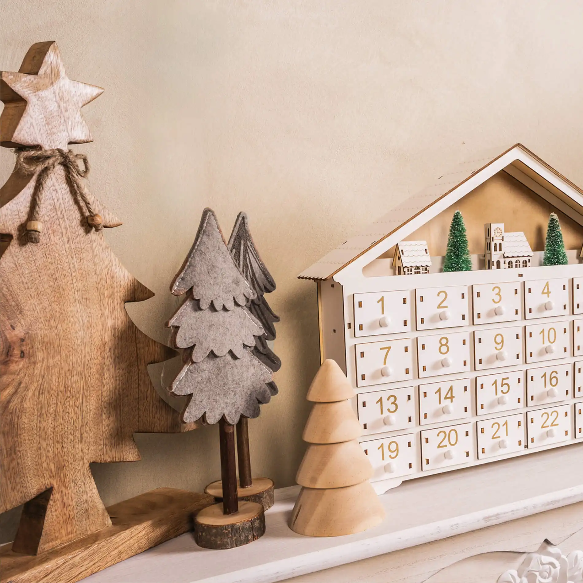 Pisonia - Set di 2 alberi in feltro decorativi grigio e marrone - Image 3