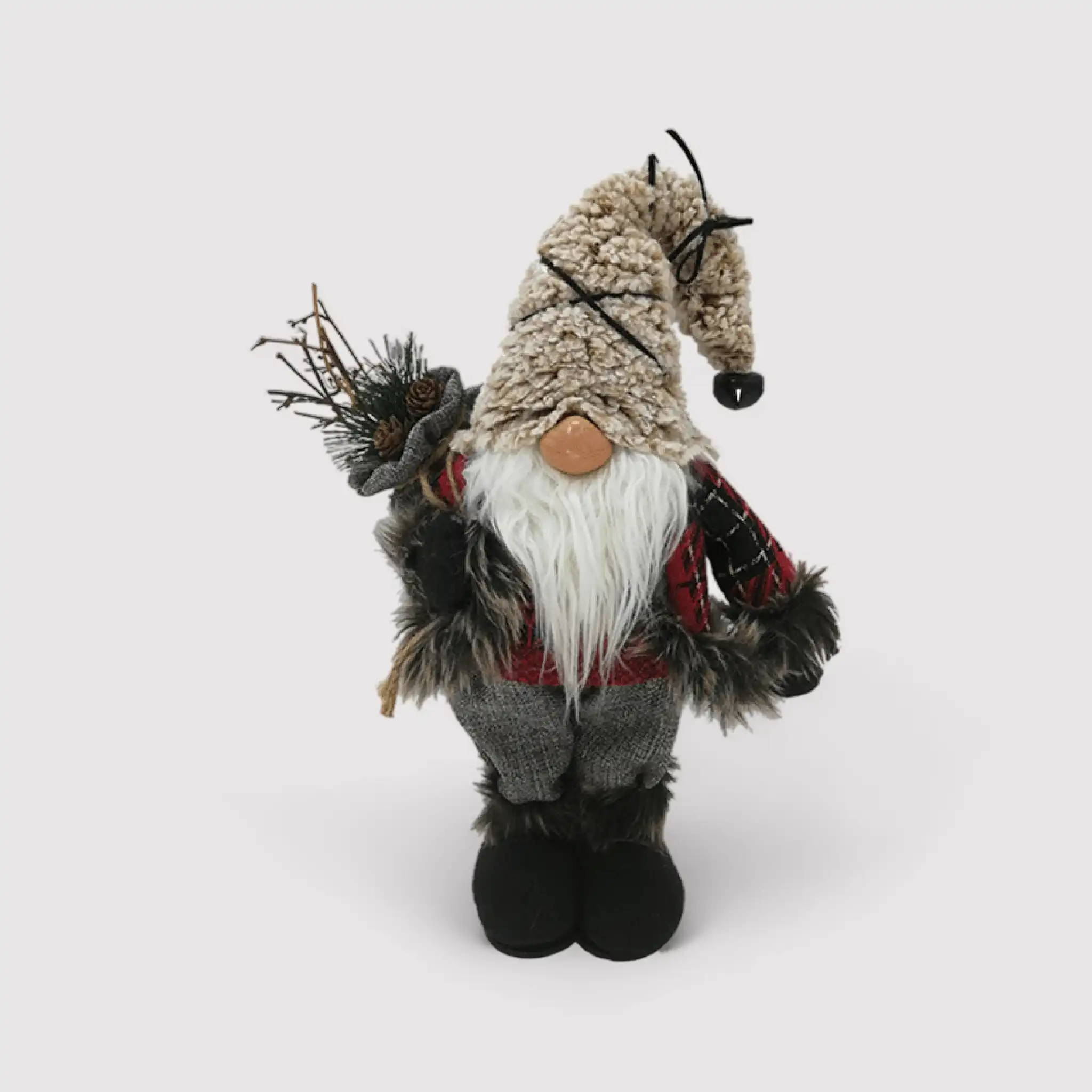 Pupazzo di Babbo Natale grigio e decorativo in plastica