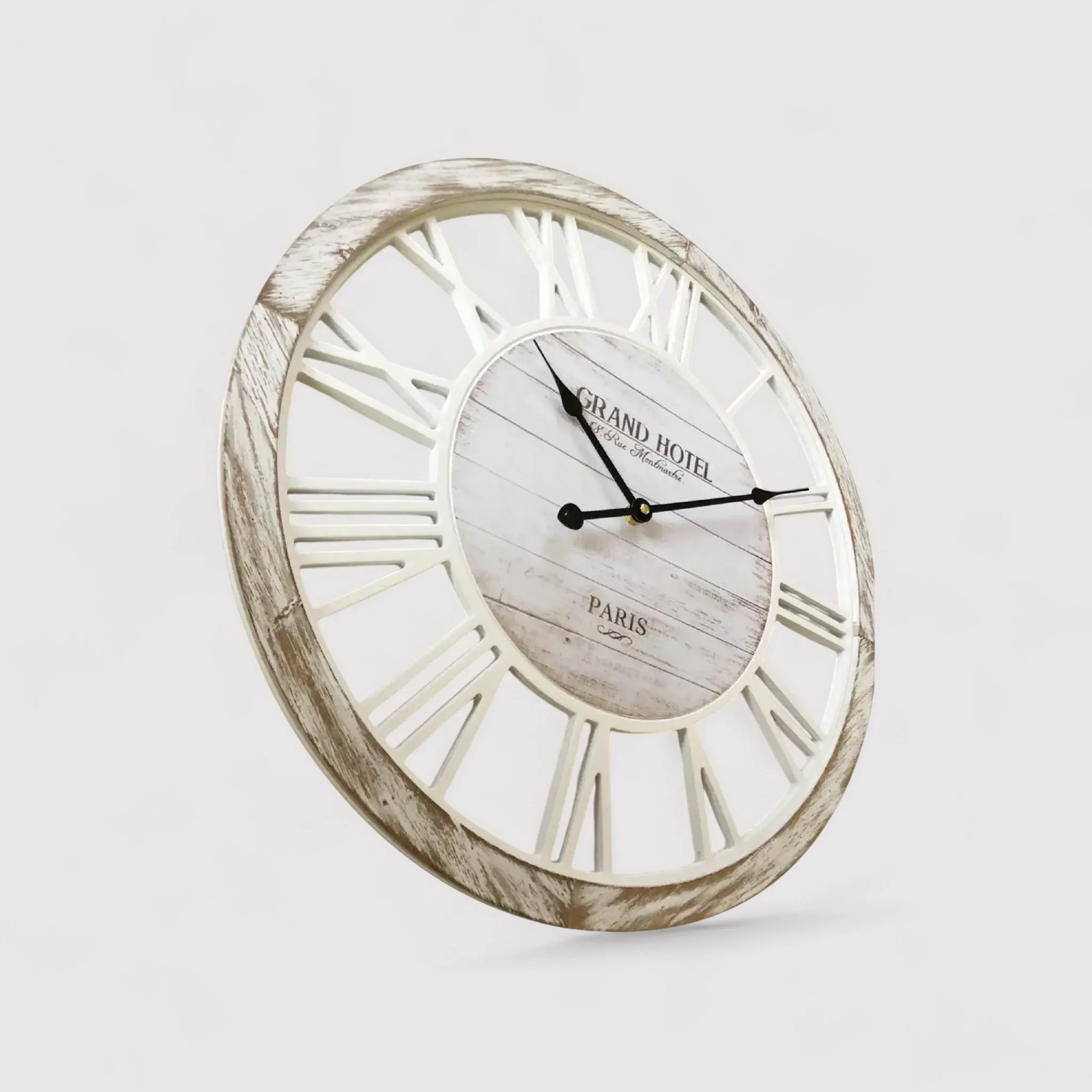 Raffia - Orologio da parete shabby in legno bianco e marrone - Image 3