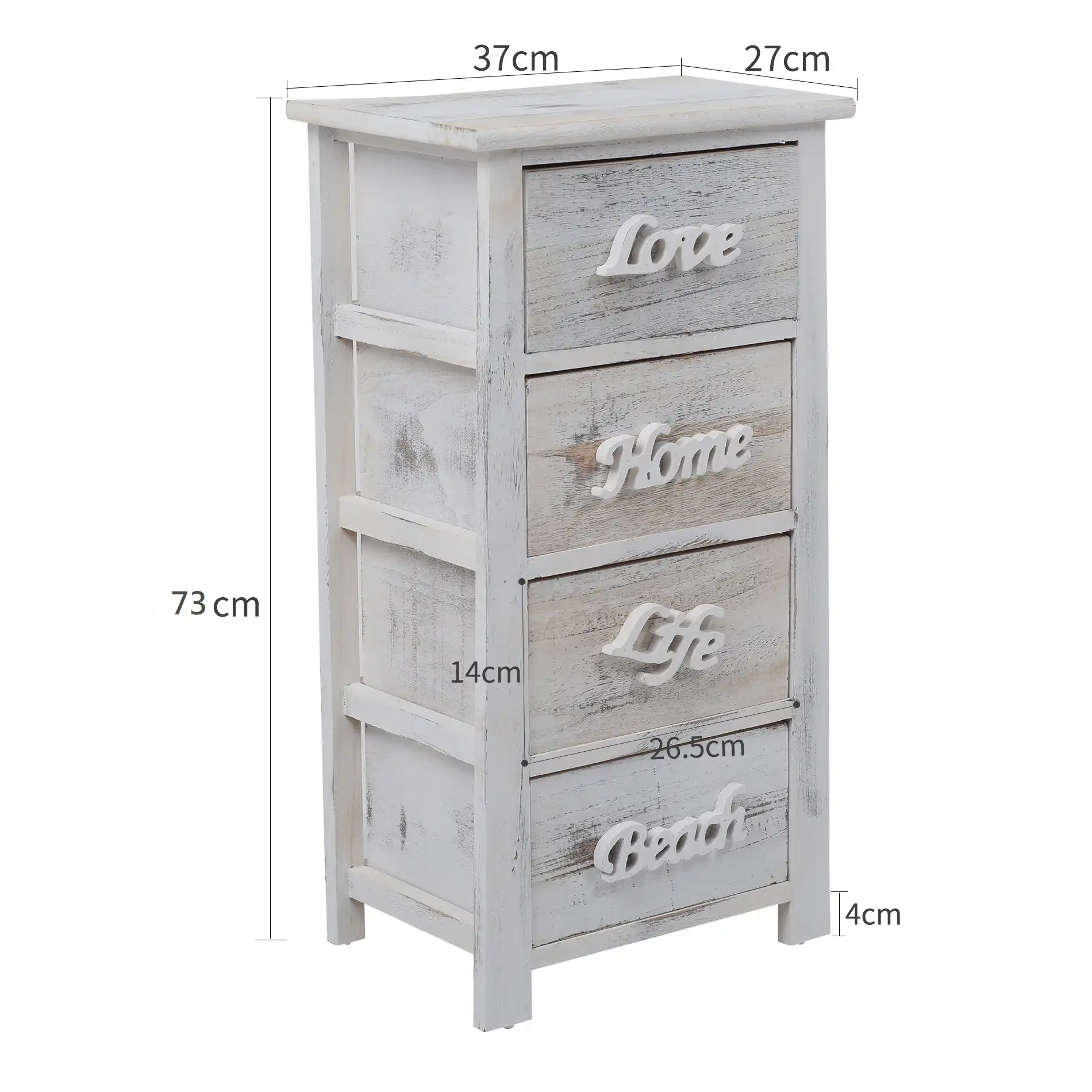 Santolina - Cassettiera bianca shabby con scritte decorative - Image 5
