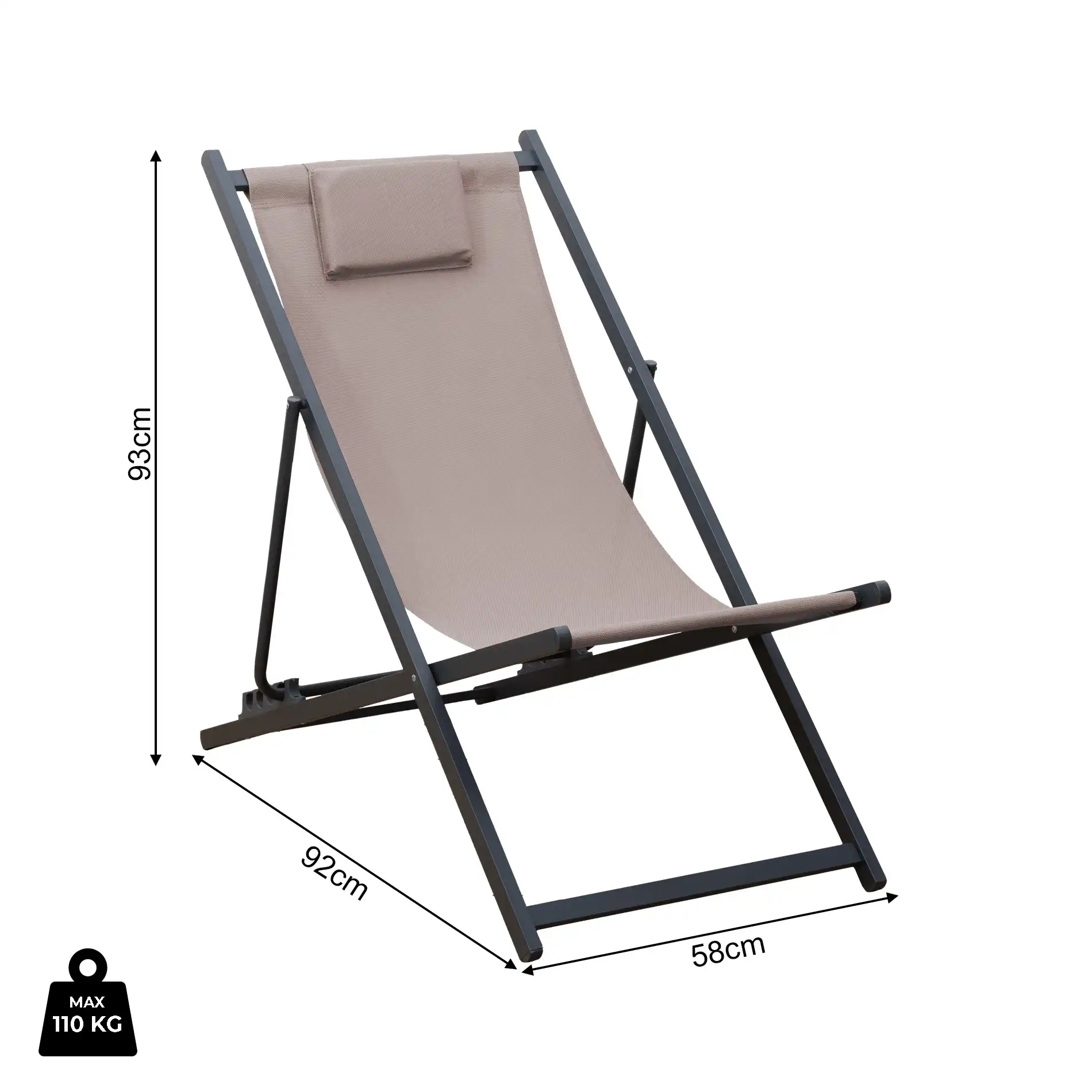 Sarson - Sedia sdraio da campeggio beige reclinabile - Image 8