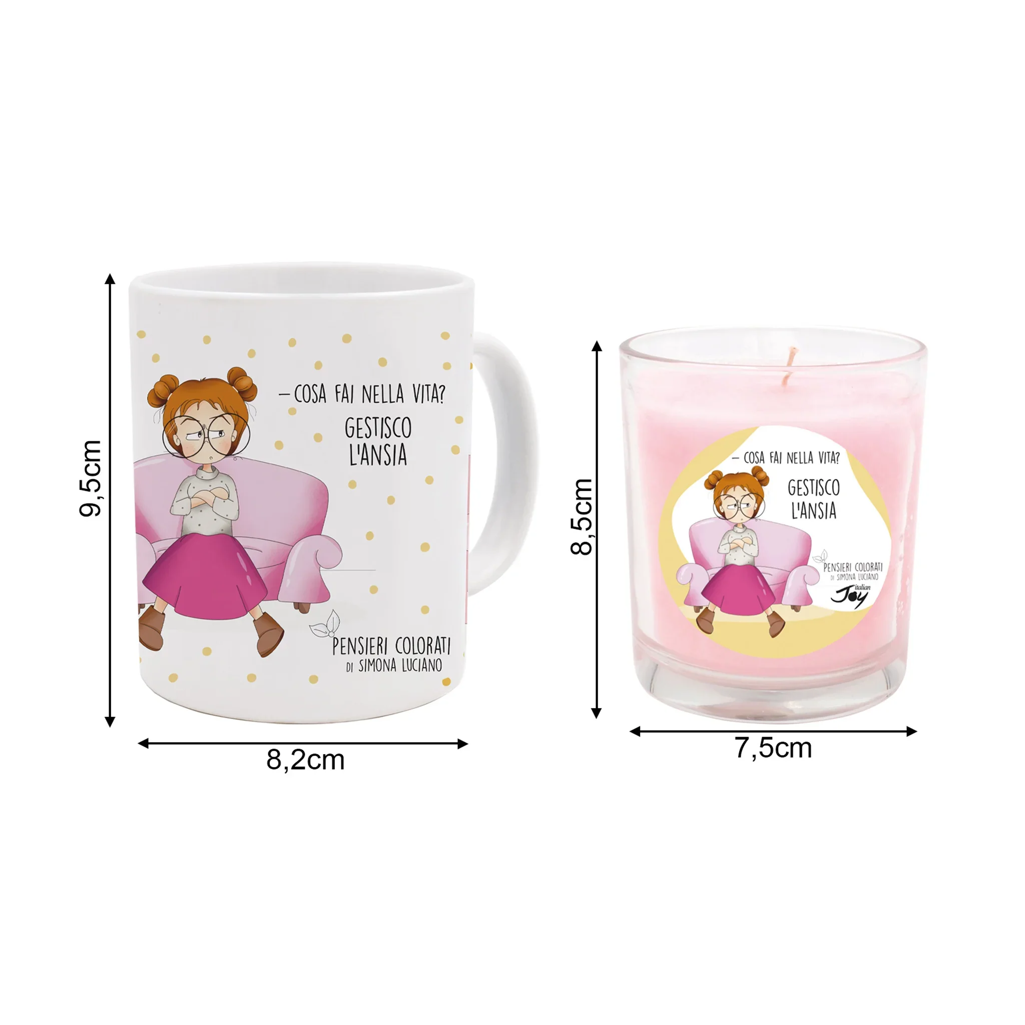 Set 1 tazza in ceramica e bicchiere con candela fragranza rosa - Image 6