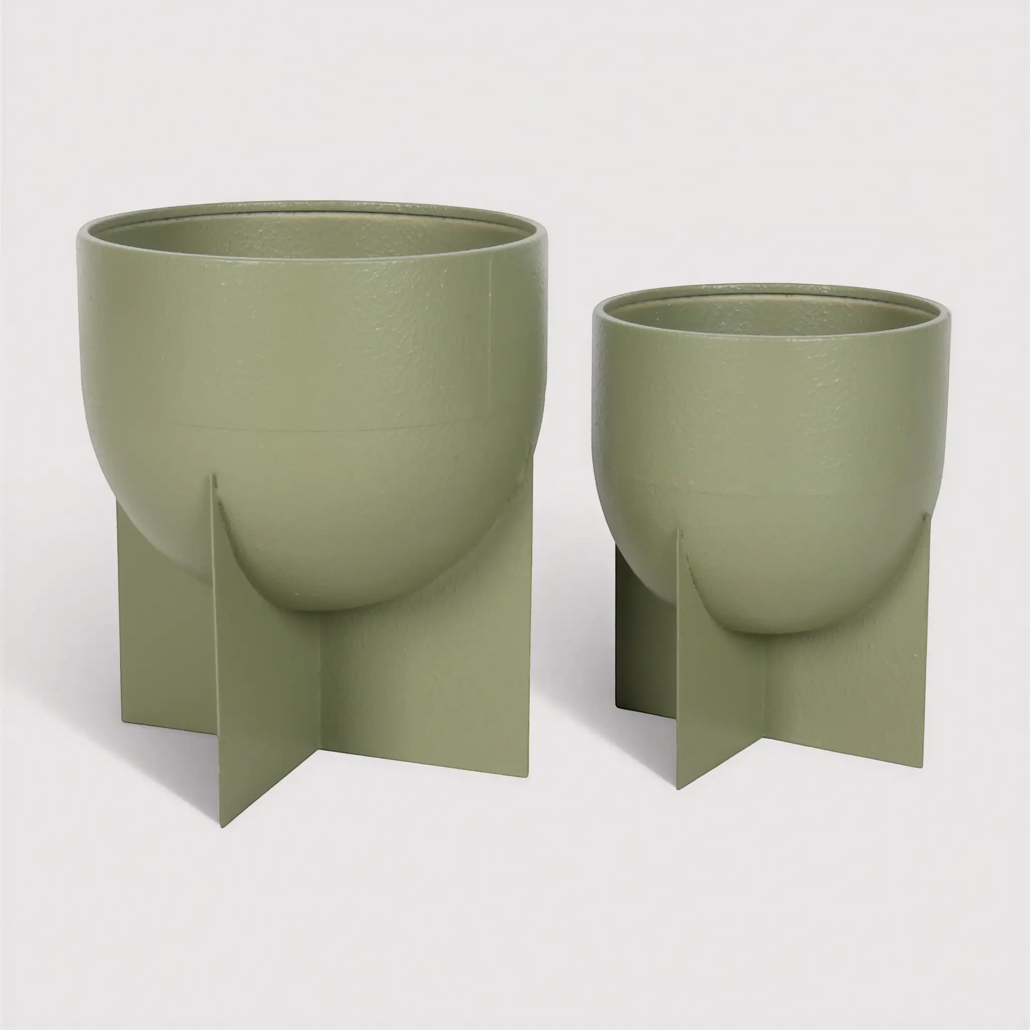 Silenea - Set 2 vasi per piante in metallo verde moderno