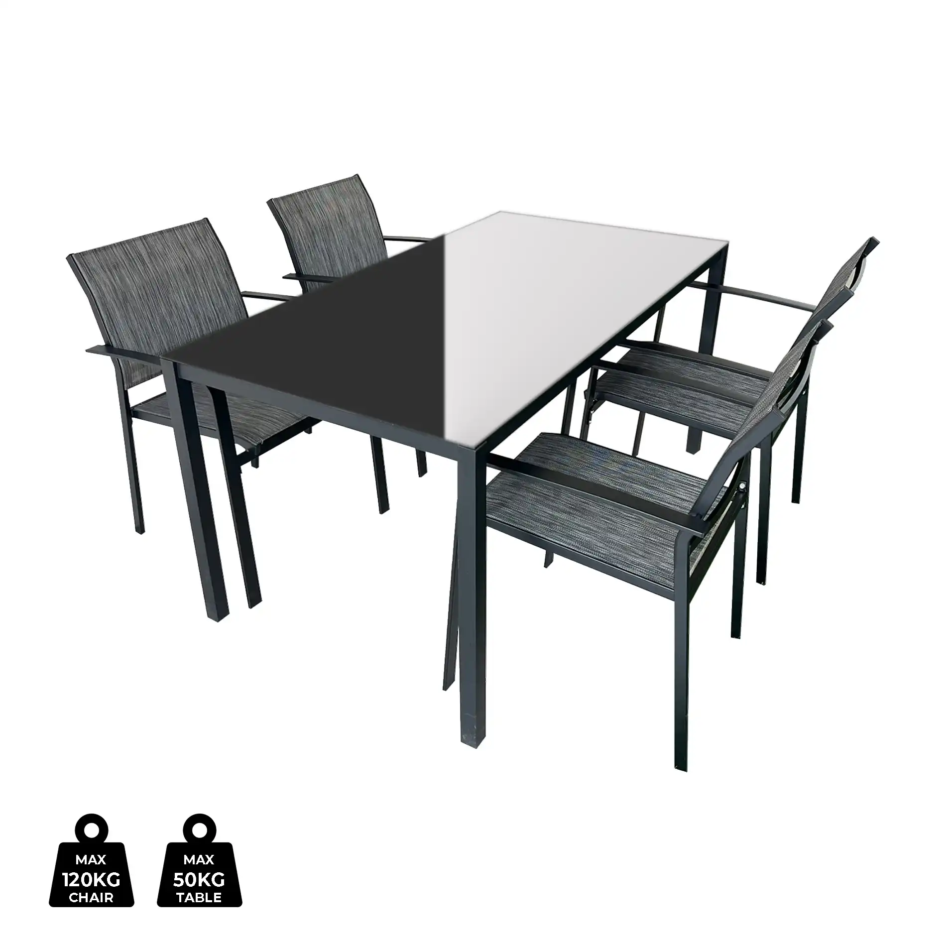 Snobar - Set tavolo da pranzo da esterno con 4 sedie grigio scuro - Image 9
