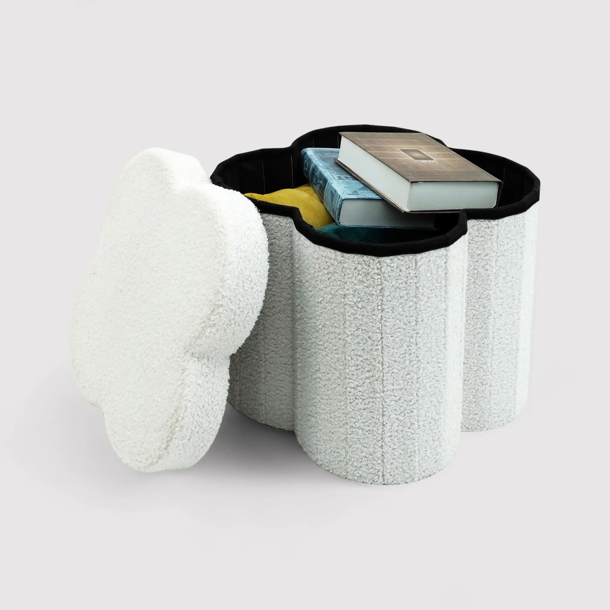 Sufra - Pouf contenitore bianco per cameretta a tema nuvola - Image 3