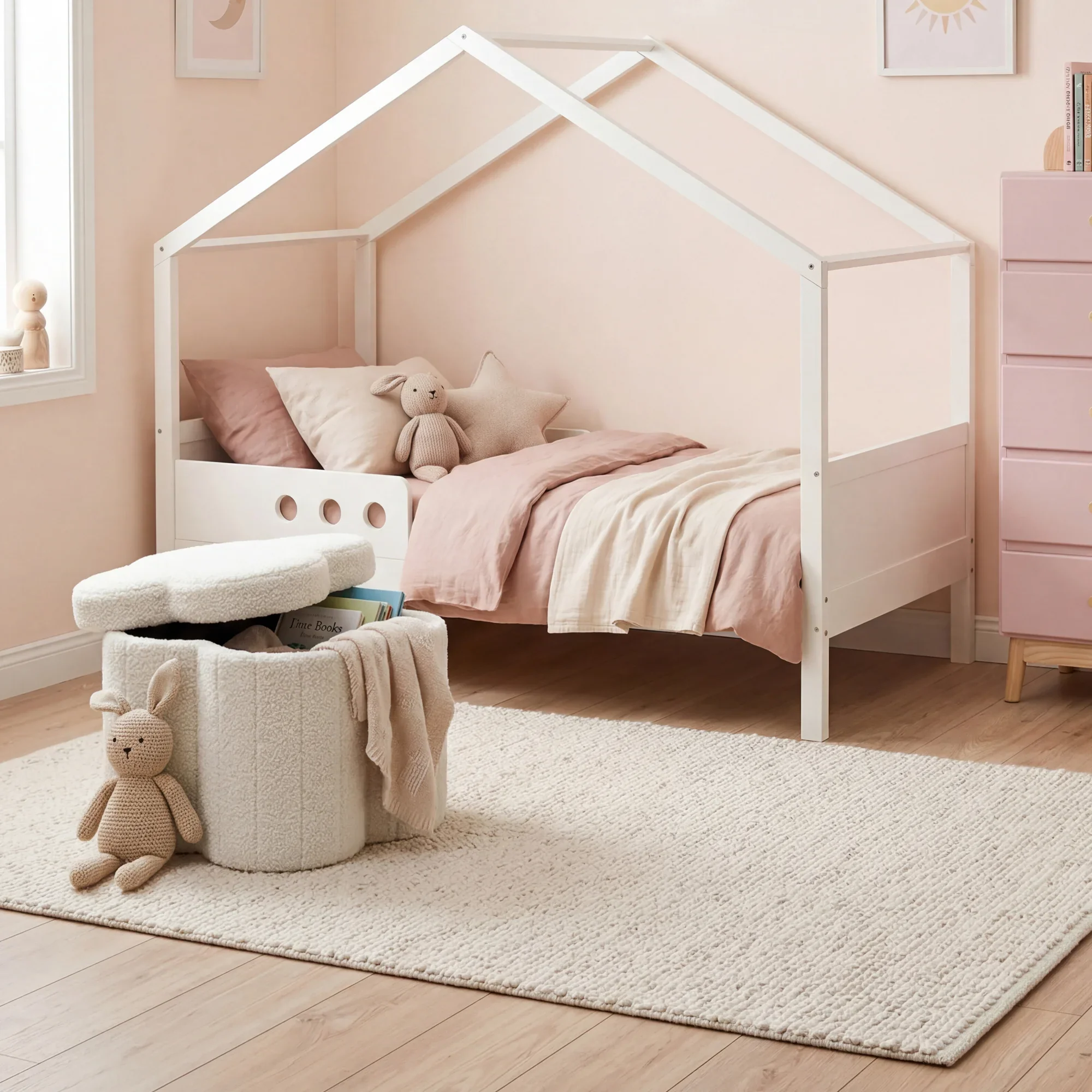 Sufra - Pouf contenitore bianco per cameretta a tema nuvola - Image 7