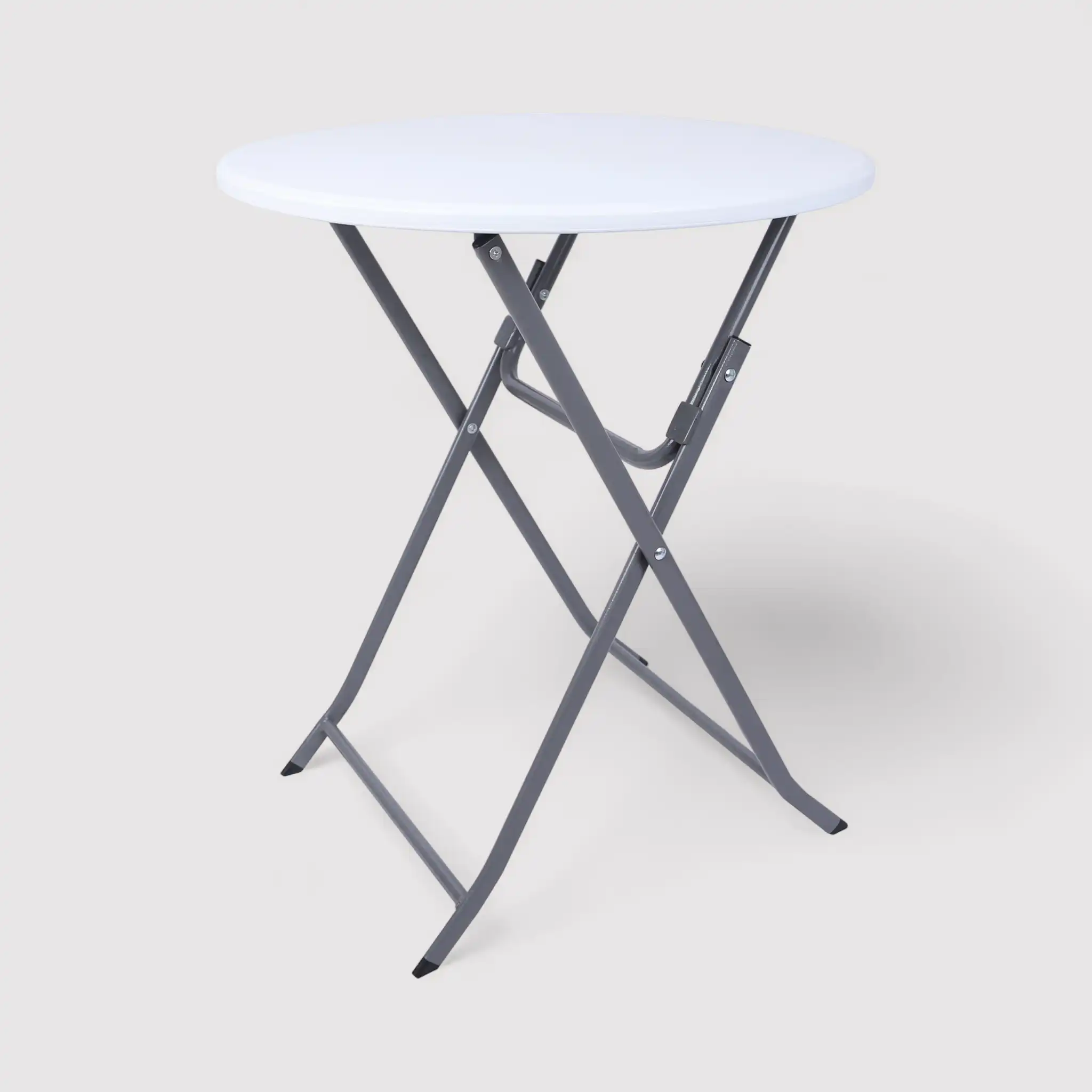 Taiuva - Tavolino pieghevole bianco e grigio per casa o camping