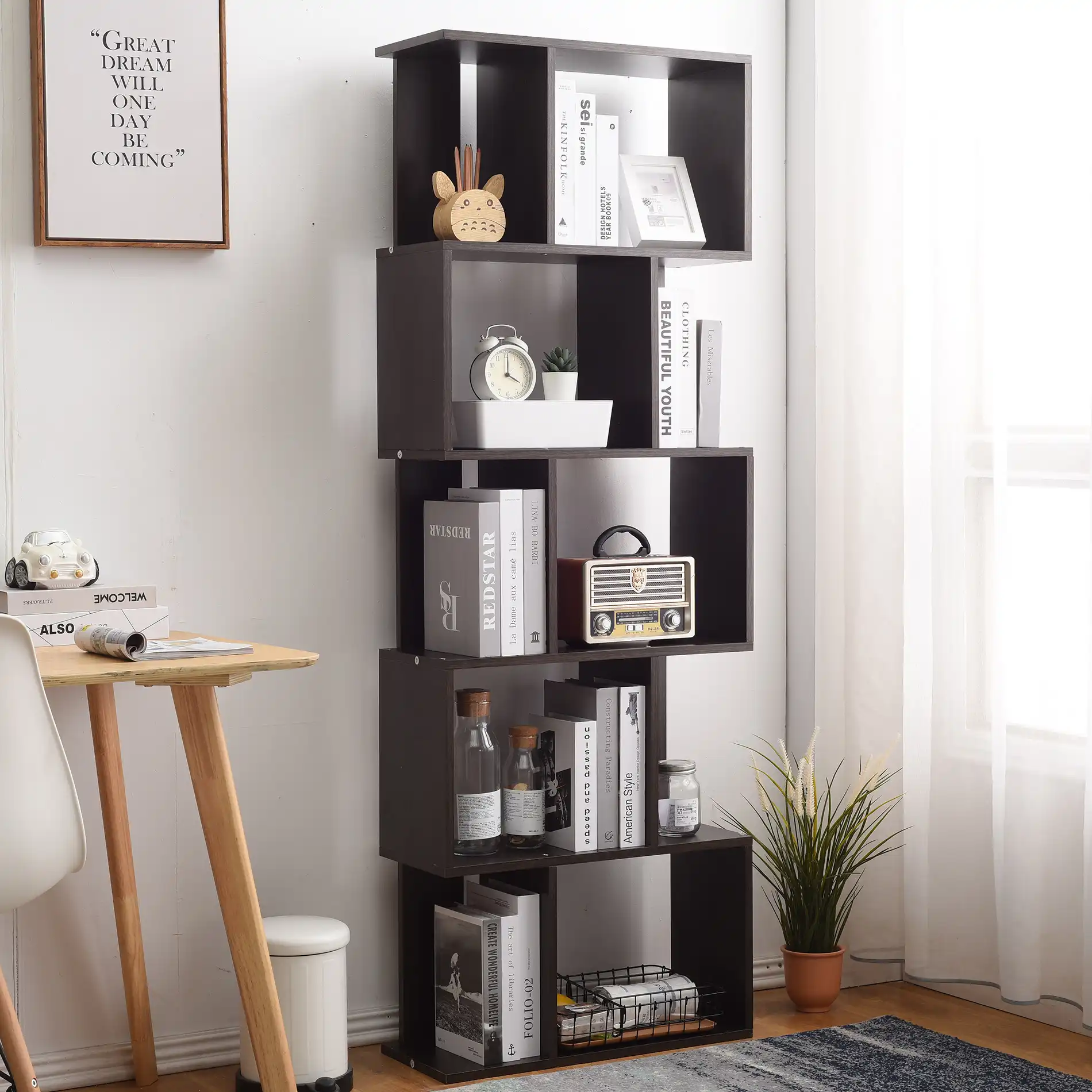 Taro - Libreria moderna a scaffali marrone wengé con 5 ripiani - Image 2